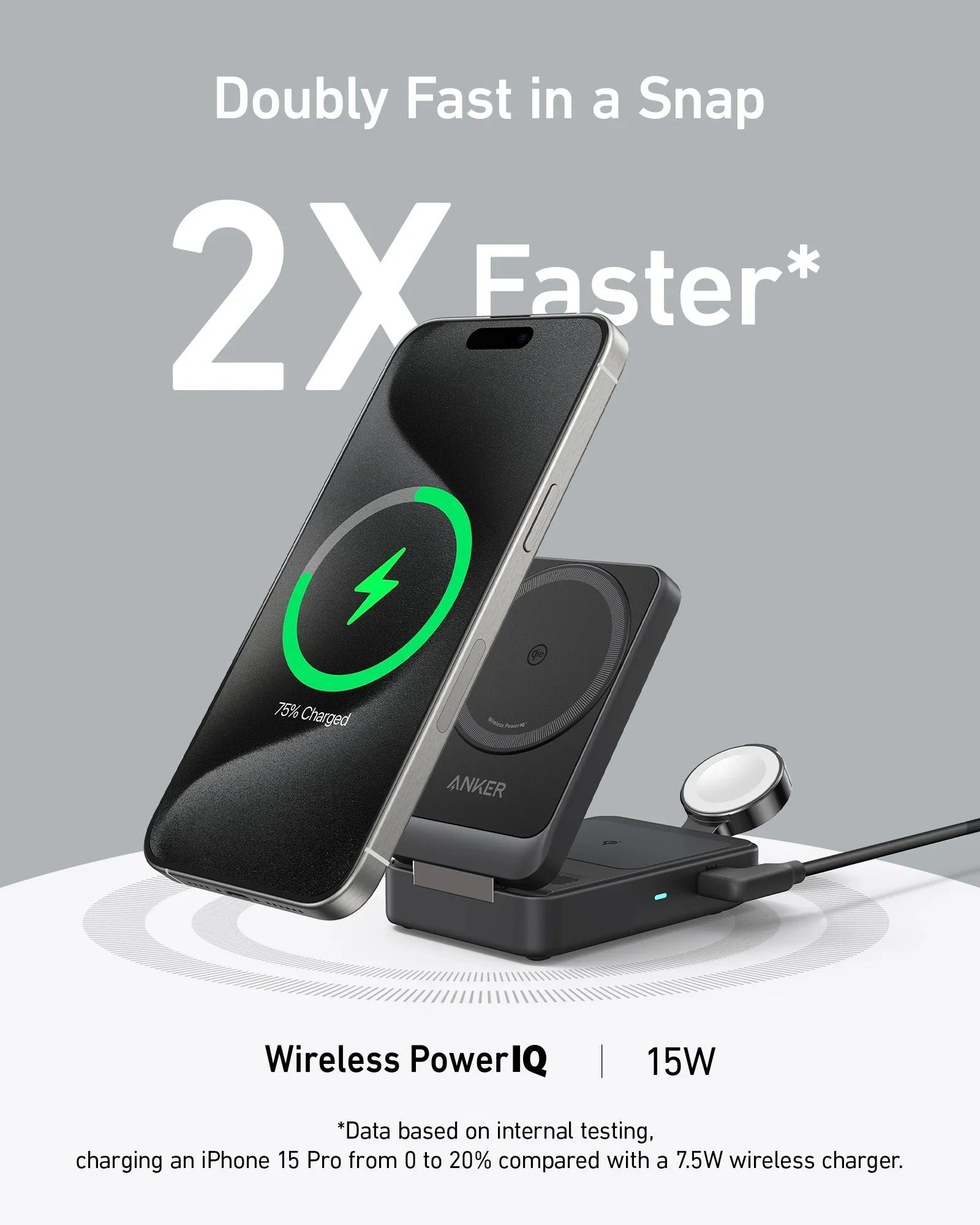 Anker - MagGo Wireless Charging Station (Foldable 3-in-1)