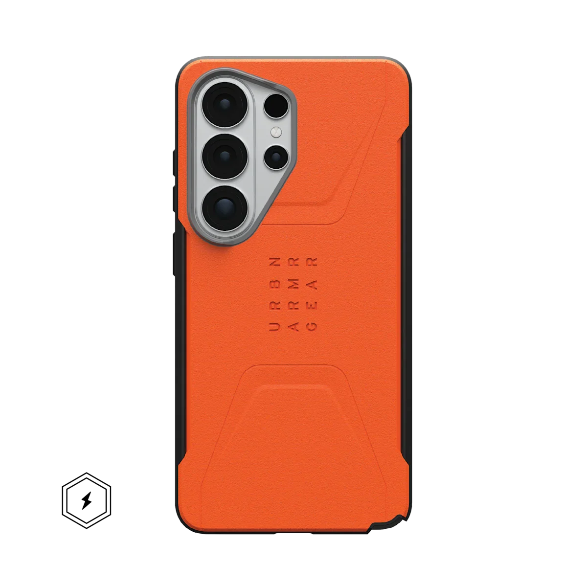Pomarańczowy etui URBAN ARMOR GEAR na telefon z wieloma aparatami i magnetycznym ładowaniem