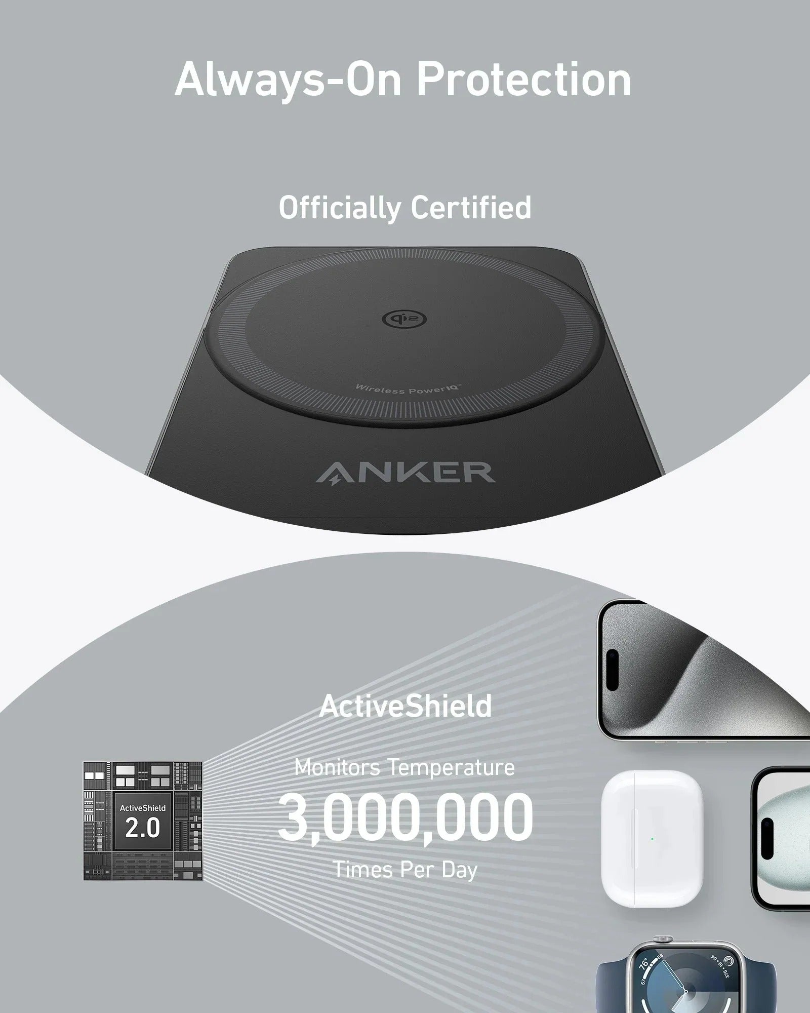 Anker - MagGo Wireless Charging Station (Foldable 3-in-1)