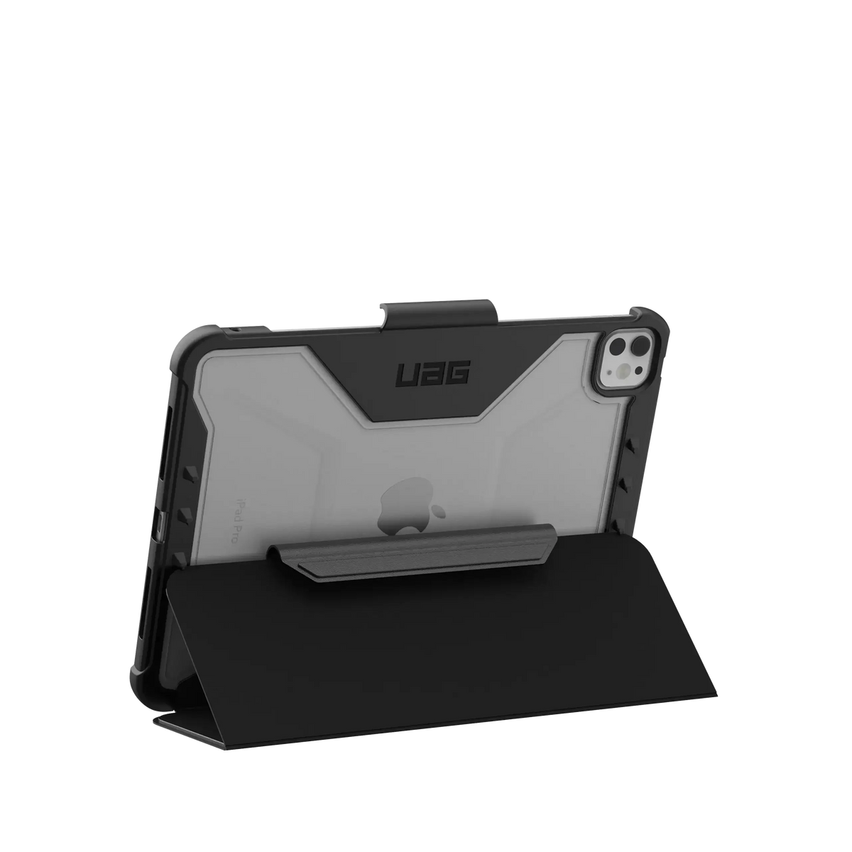 Czarny etui UAG z podstawką do iPad Pro, idealne dla home office i biurka