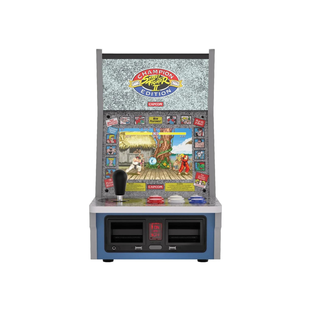 Mini automat do gier Street Fighter II Champion Edition z dżojstikiem i przyciskami, idealny do domowego biura
