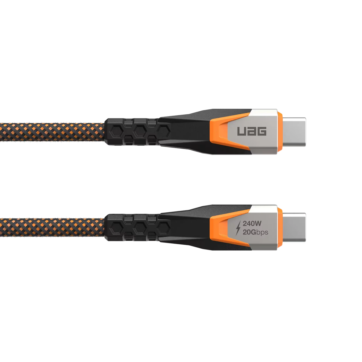 Kabel USB-C UAG 240W 20Gbps z tkaną obudową, idealny do ładowania i transferu danych w home office
