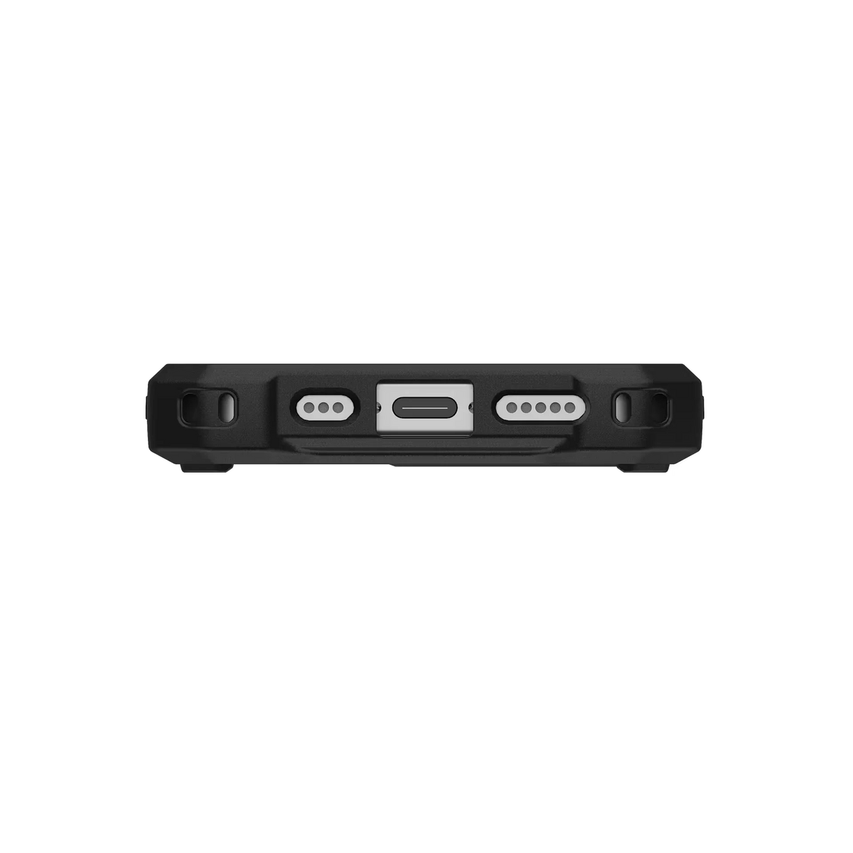 Czarny stojak z portami USB-C i USB-A do akcesoriów biurowych i klawiatury mechanicznej
