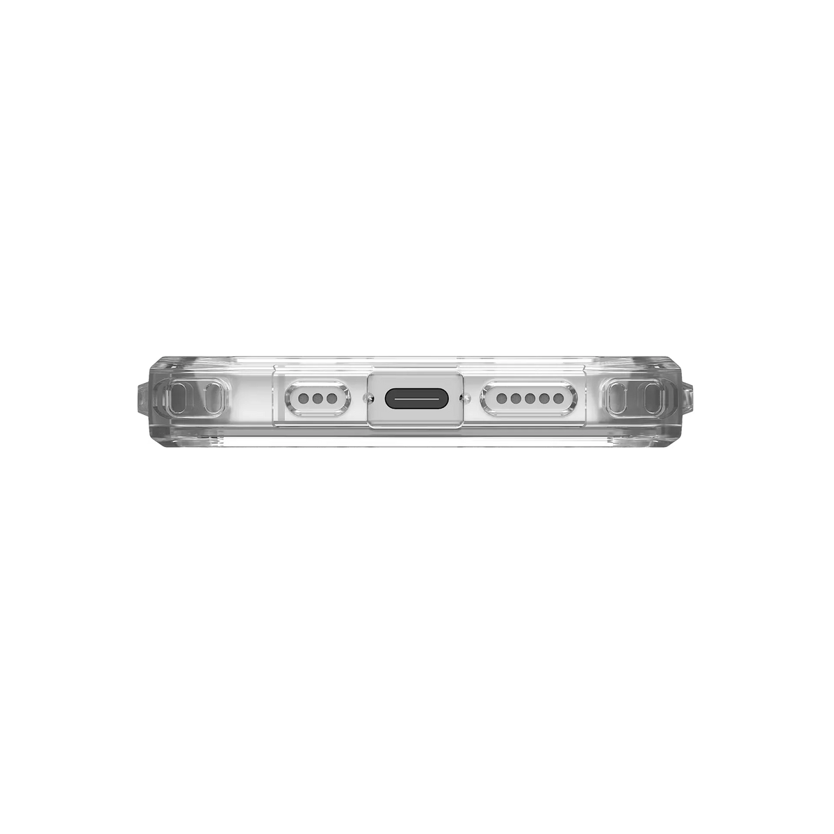 Przezroczysta ładowarka bezprzewodowa z portem USB-C i przyciskami, idealna do Home Office