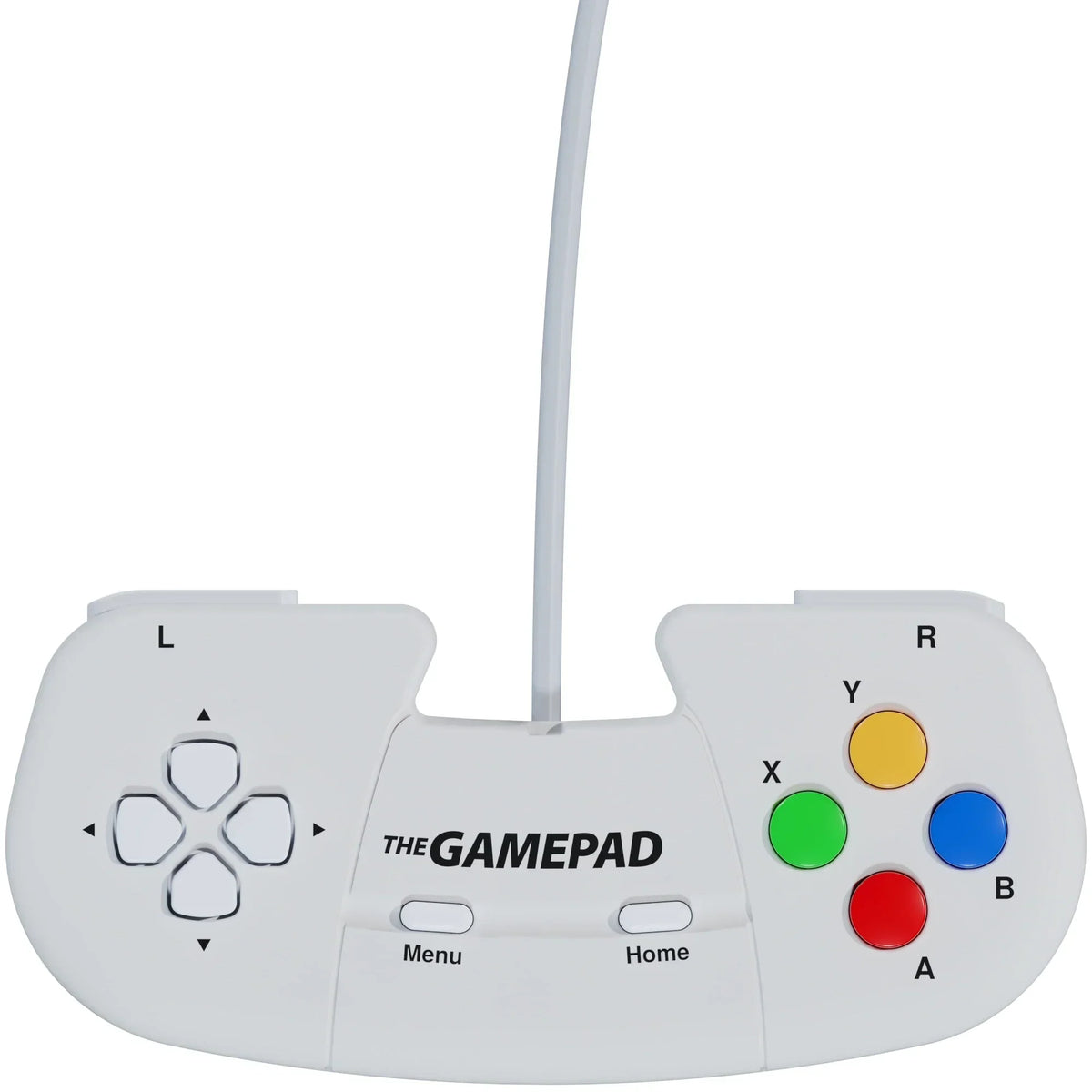 Biały gamepad z kolorowymi przyciskami i dżojstikami, idealny do gier i rozrywki w domu
