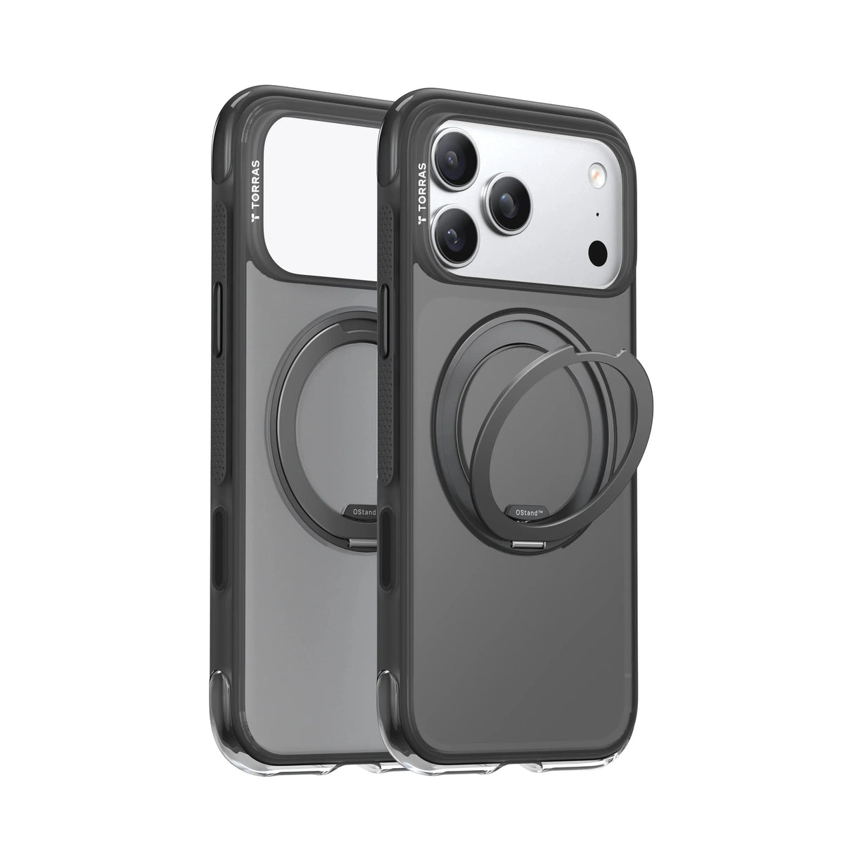Przezroczyste etui Torras z uchwytem OStand™ na iPhone, idealne do Home Office i biura