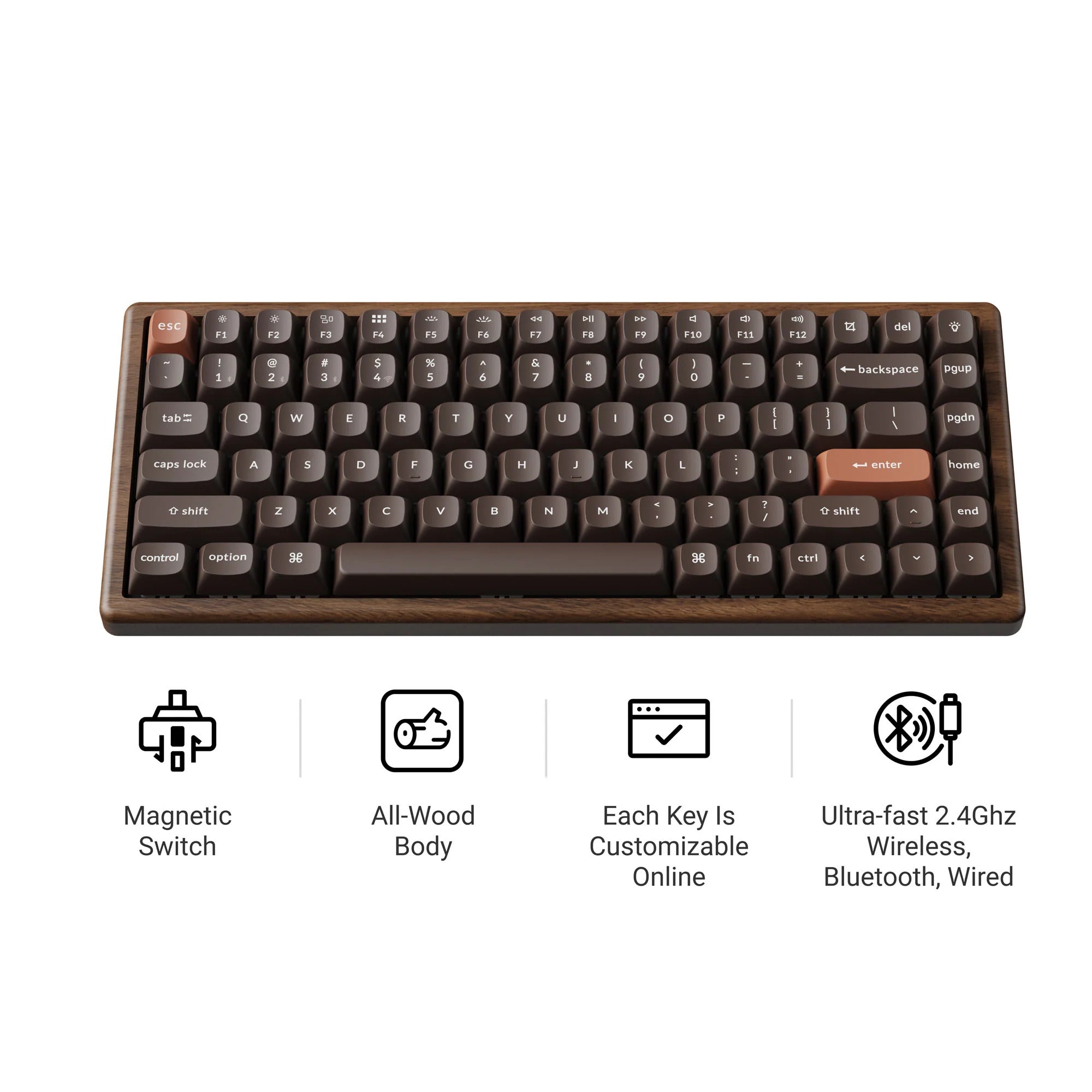 Keychron - K2 HE Wireless Magnetic Switch Custom Keyboard All-Wood Special Edition