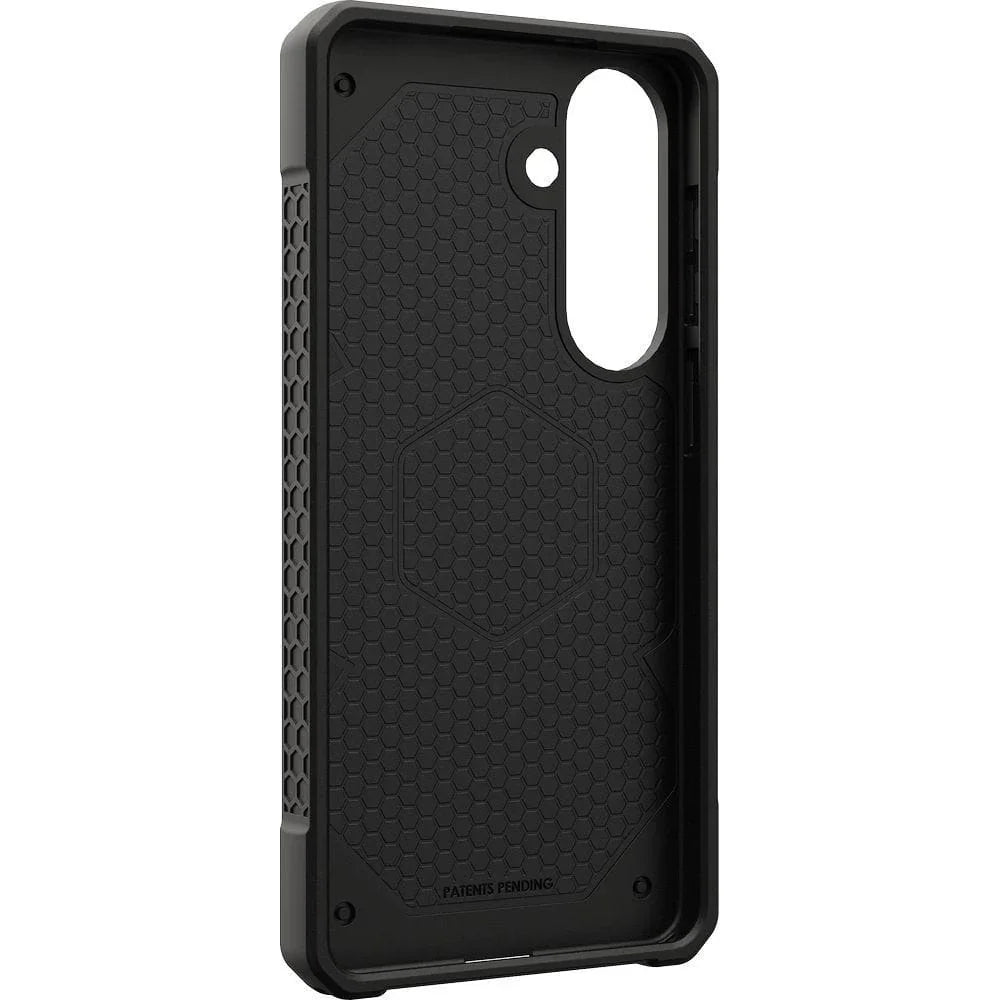 Czarny etui na telefon z wzorem sześciokątów, ochrona dla smartfona