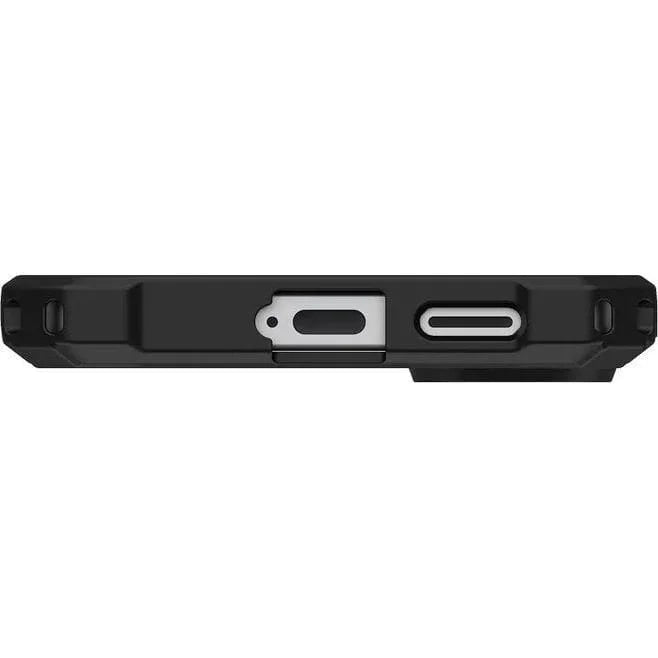 Czarny obudowa z portami USB-C i ładowarką, idealna do setupu biurowego i home office
