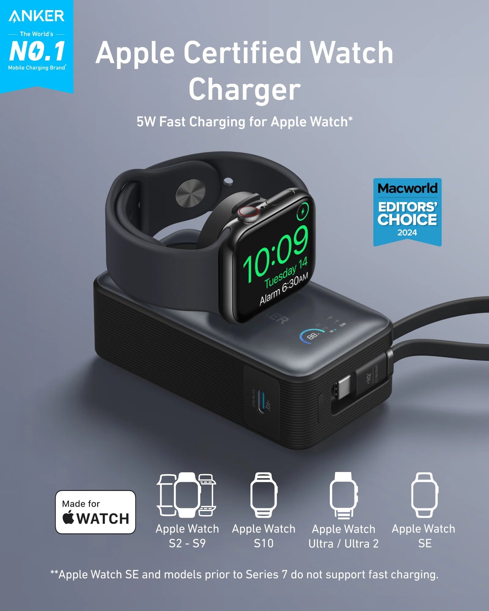 Anker - MagGo Power Bank (10K, 35W, For Apple Watch)