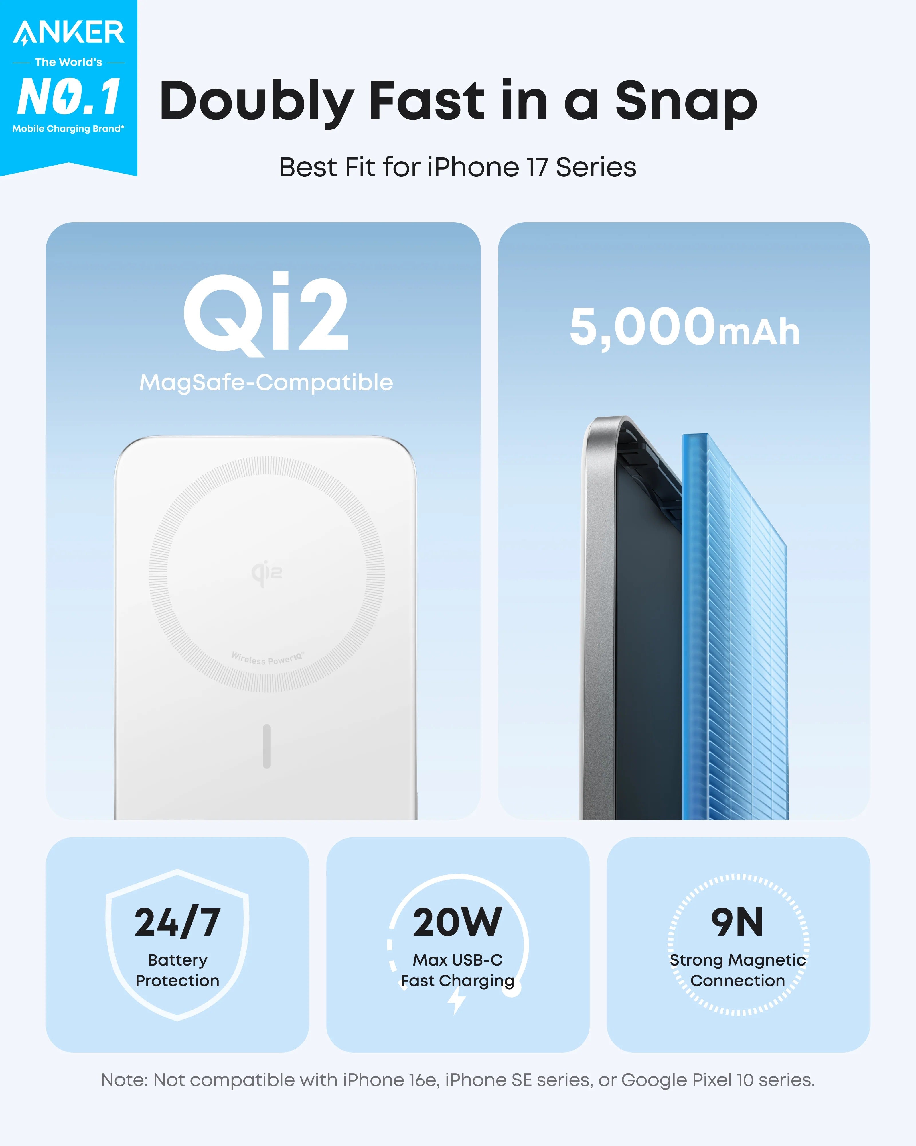 Anker - Nano Power Bank (5K, MagGo, Slim)