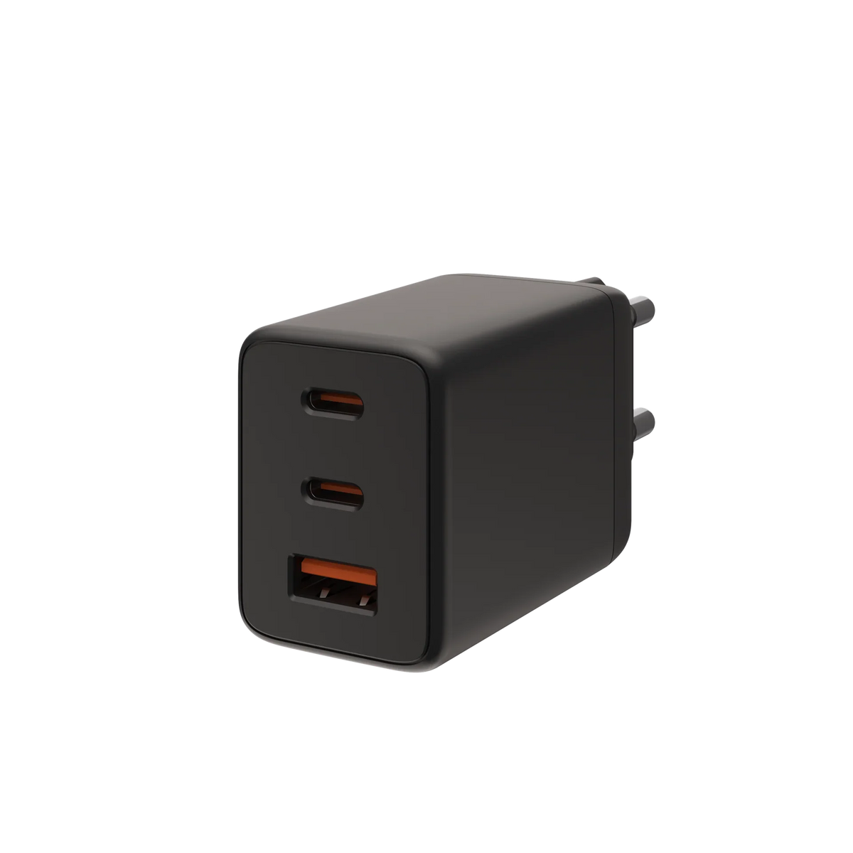 Czarna ładowarka USB z trzema portami, idealna do Home Office i desk setupu