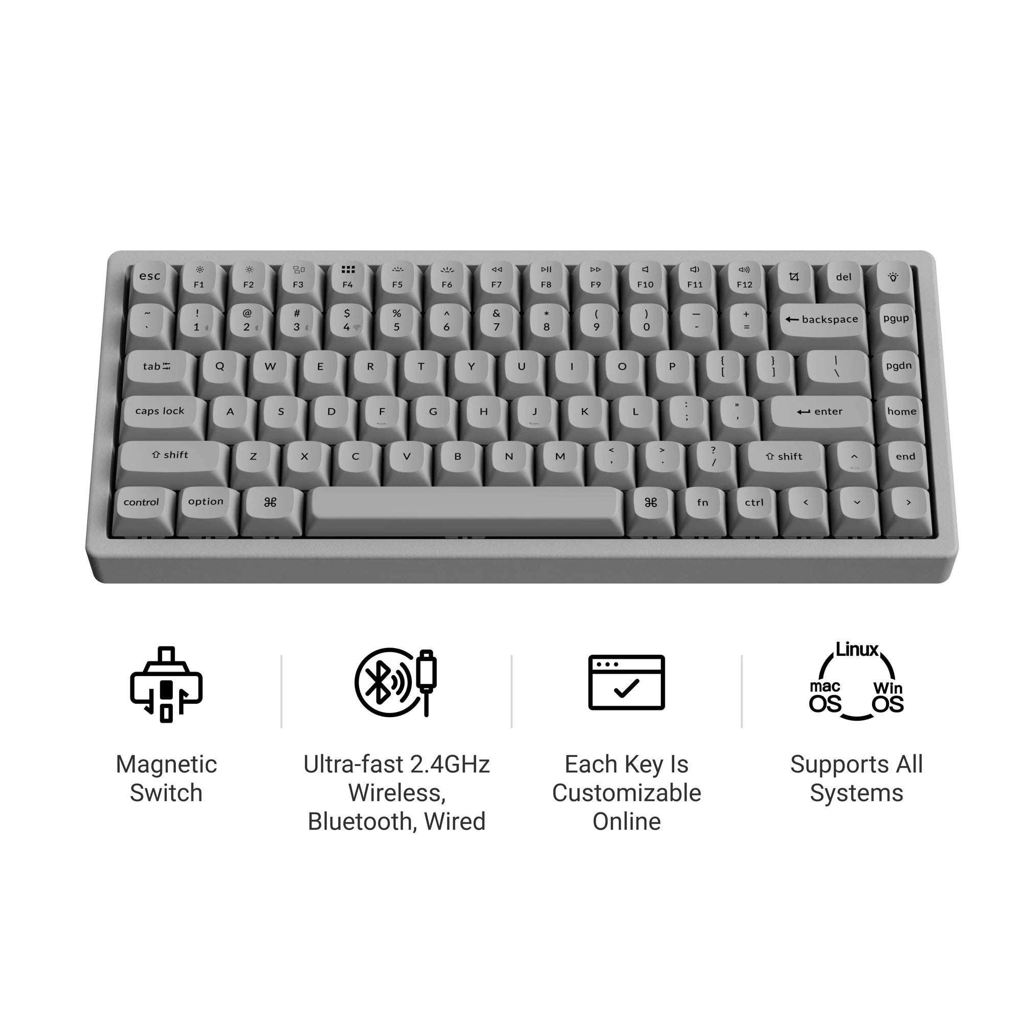 Keychron - K2 HE Wireless Magnetic Switch Custom Keyboard Concrete Edition