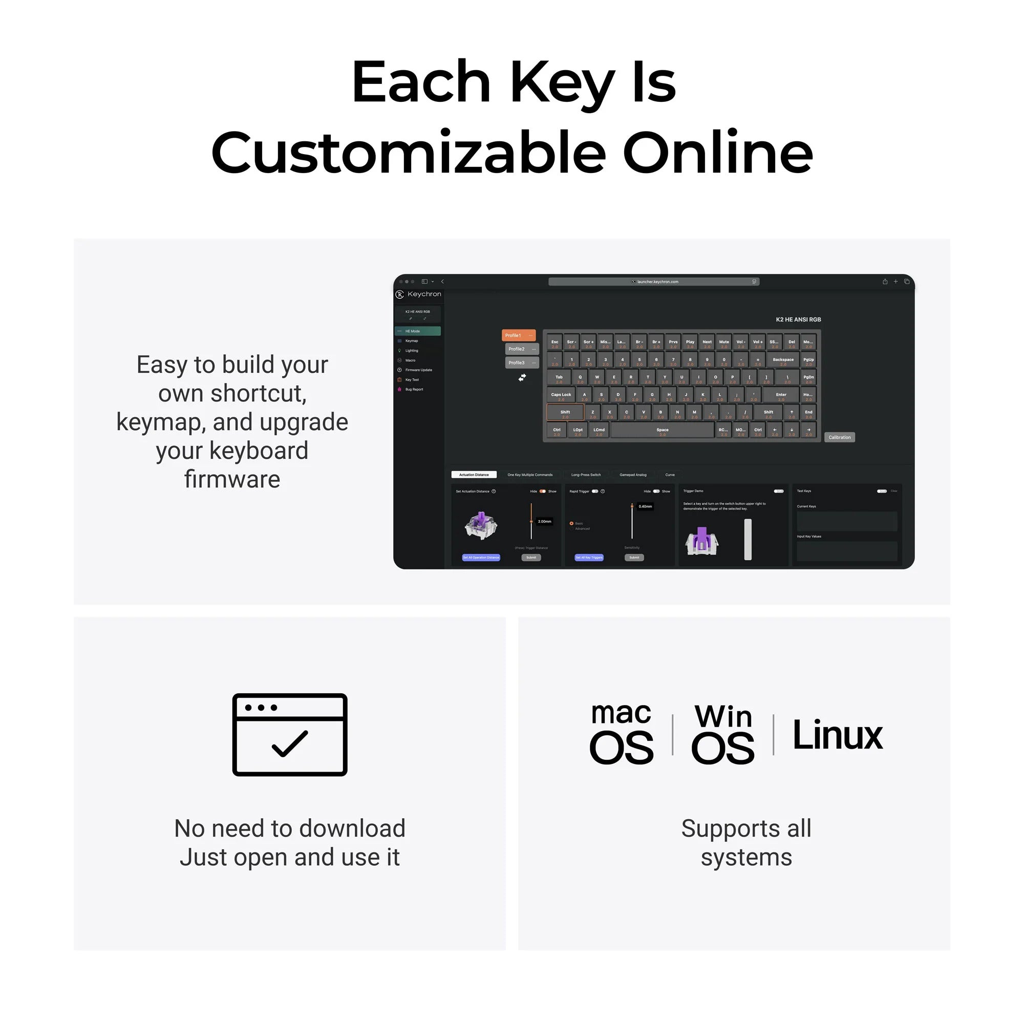 Keychron - K2 HE Wireless Magnetic Switch Custom Keyboard Concrete Edition
