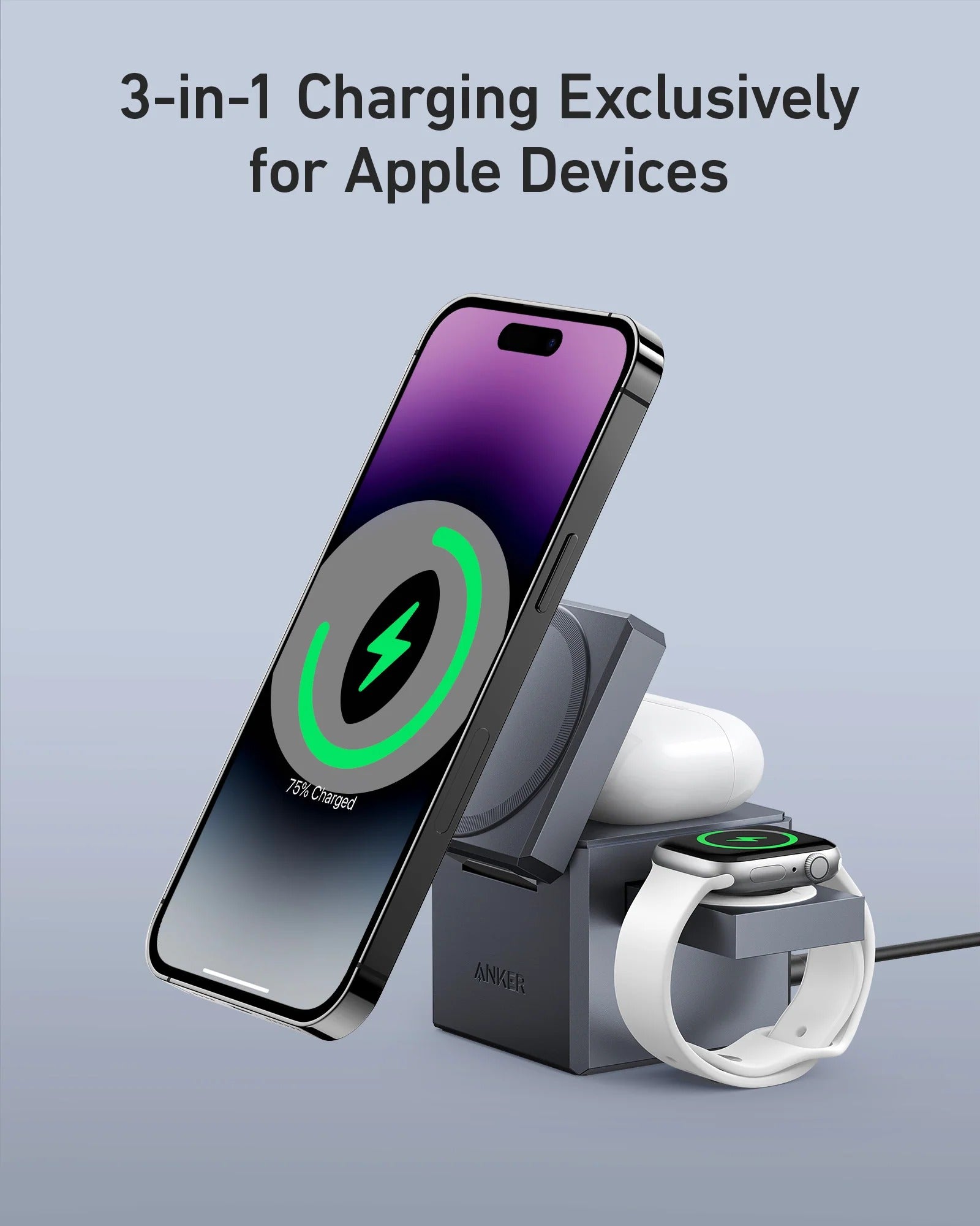 Anker - 3-in-1 Cube with MagSafe Charger