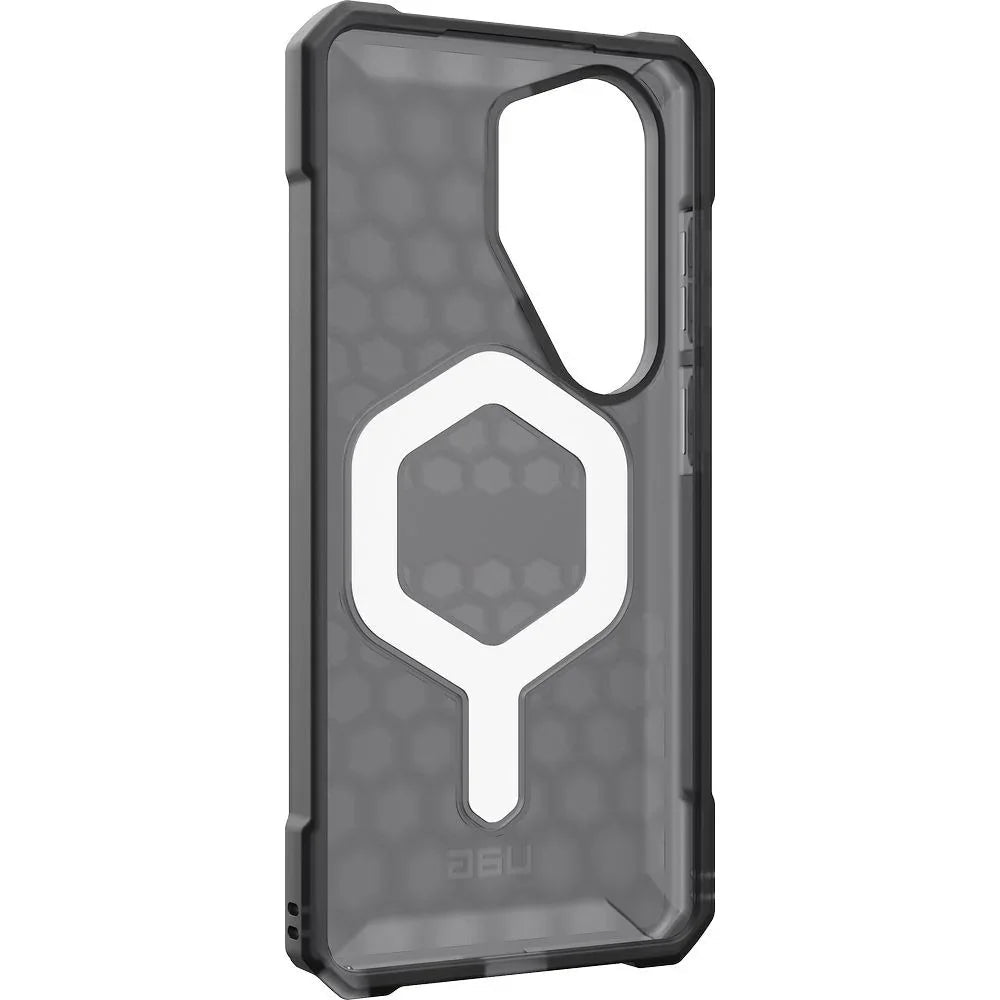 Przezroczyste etui na telefon z magnetycznym uchwytem i wzorem sześciokątów, idealne do Home Office