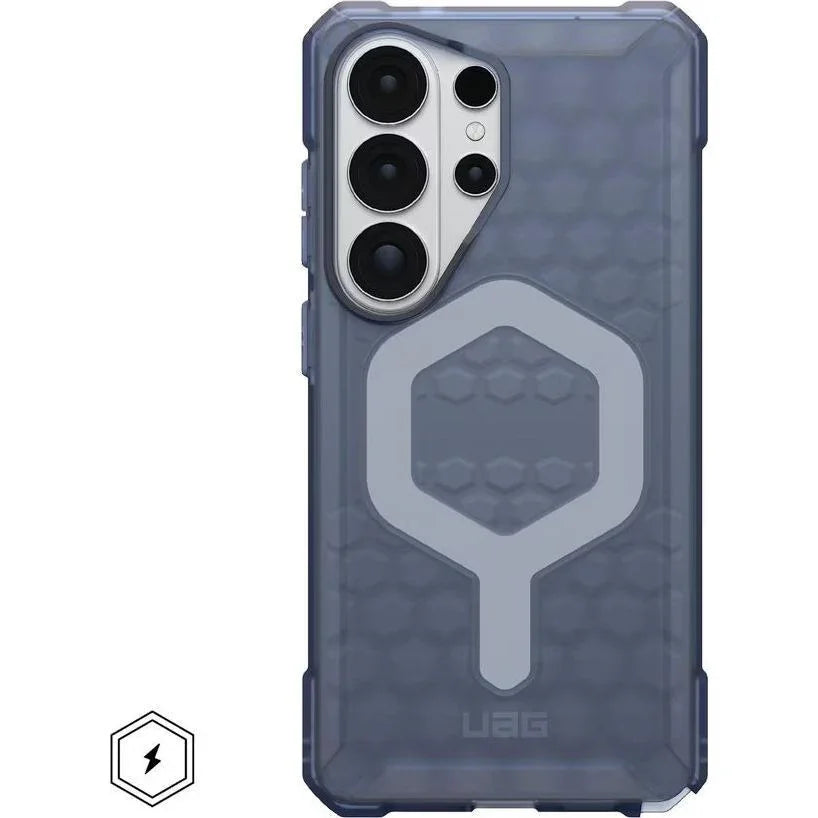 Przezroczysty etui UAG z magnetycznym uchwytem na telefon z wielokątnym wzorem