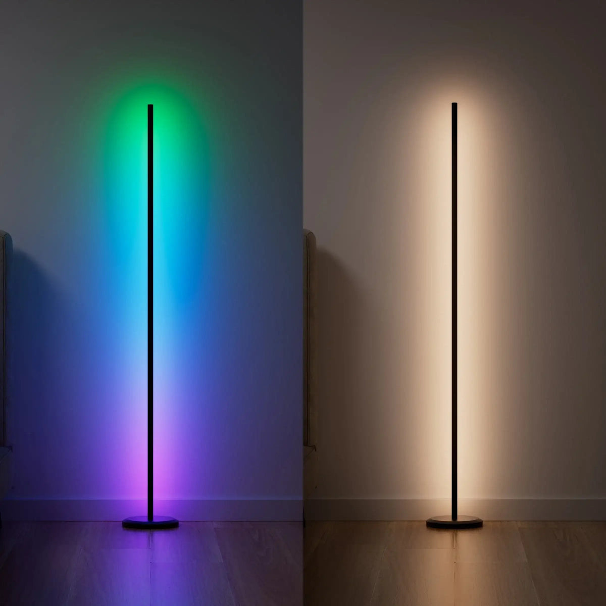 Nowoczesna lampa podłogowa RGB i ciepła biała – idealna do home office, zwiększająca komfort pracy