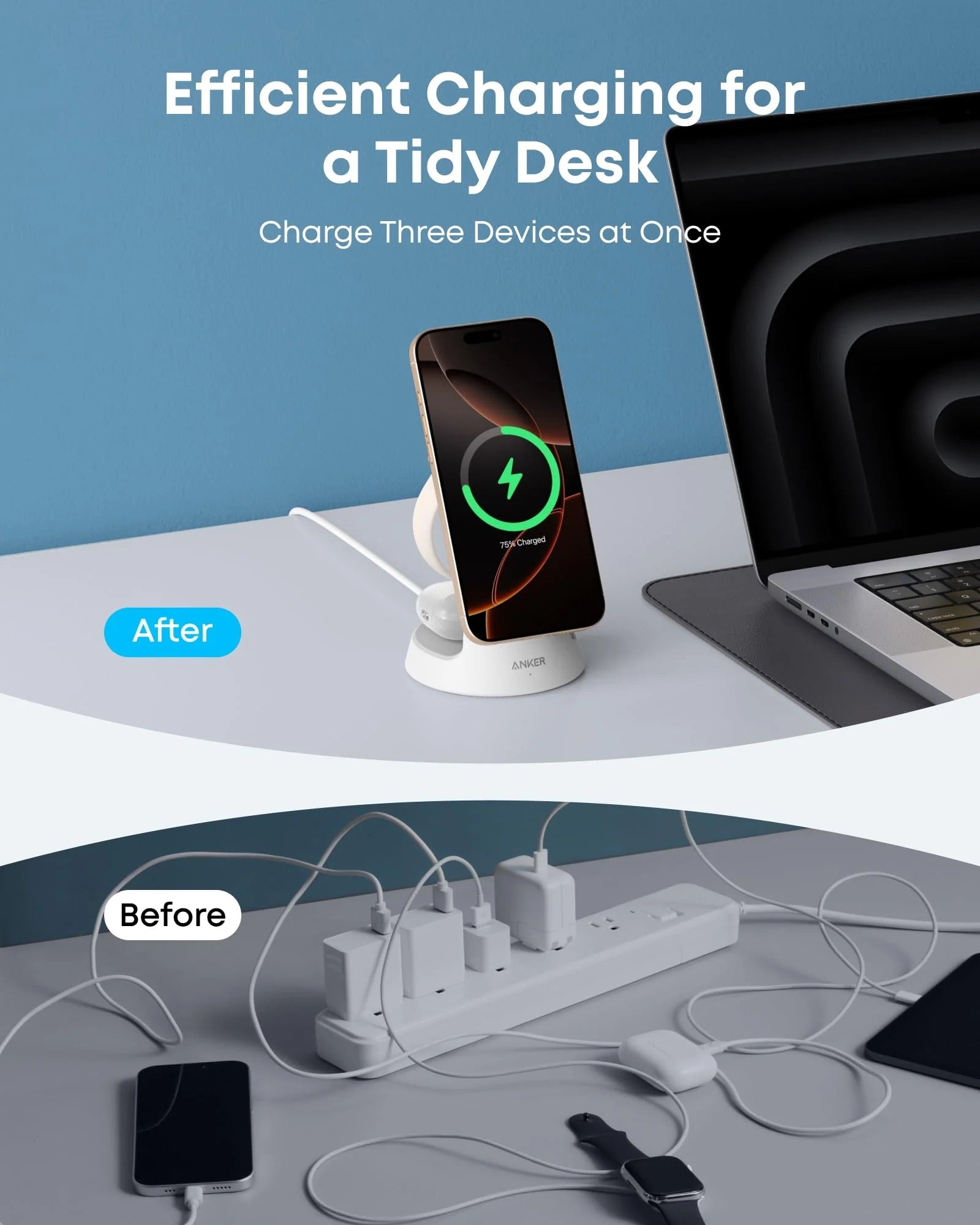 Anker - MagGo Wireless Charging Station (3-in-1, Dock Stand)