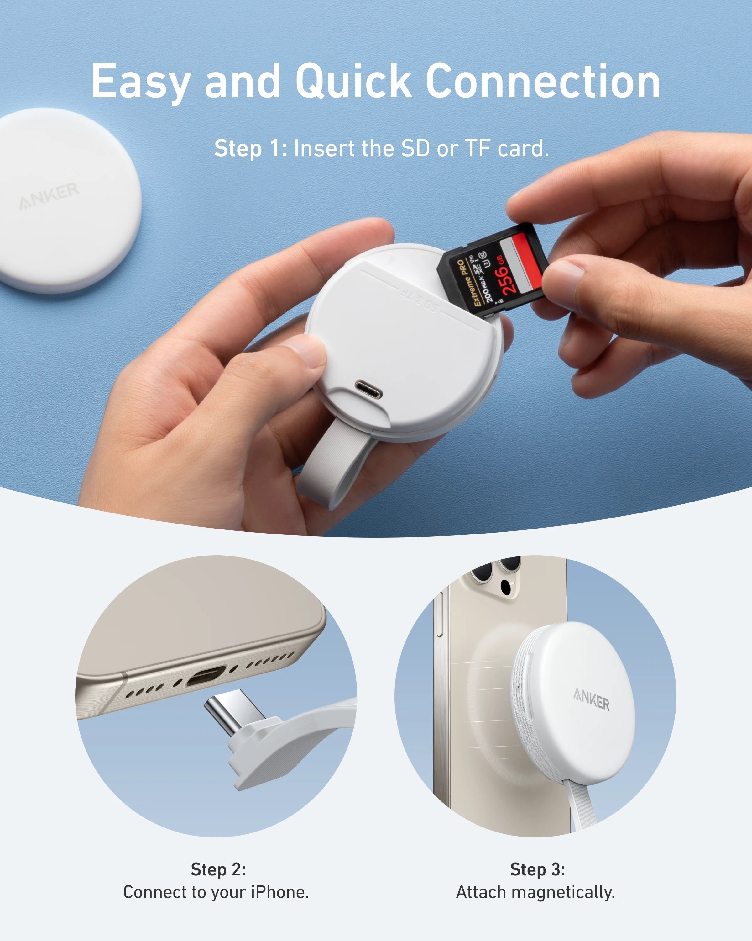 Anker - MagGo USB-C Adapter (3-in-1, 10Gbps, For iPhone)