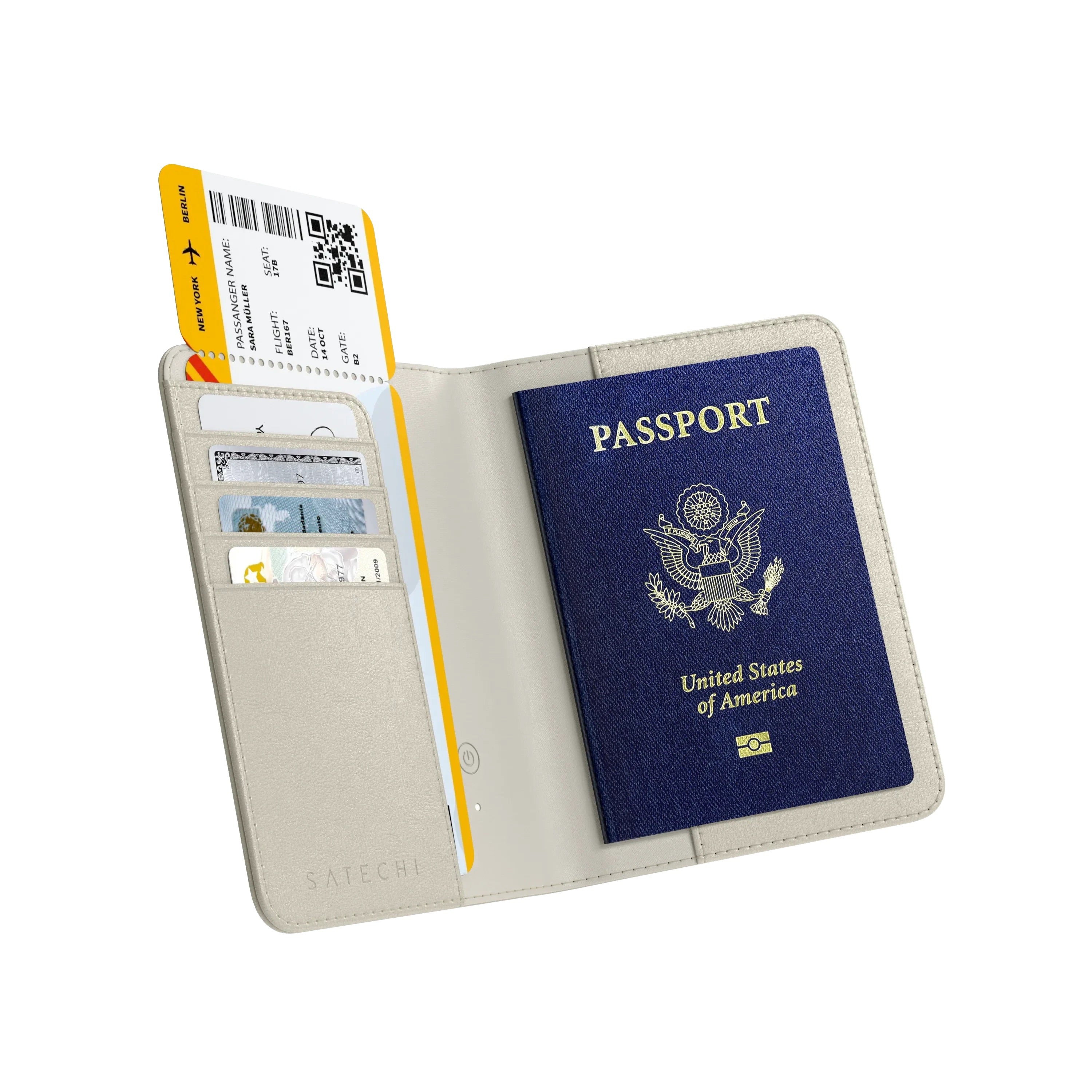 Satechi - Vegan - Leather Passport Cover with Find My