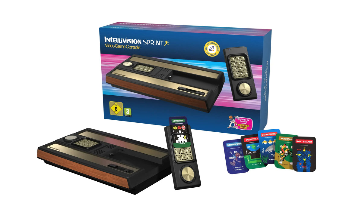 Intellivision Sprint – klasyczna konsola do gier wideo z bezprzewodowymi kontrolerami i grami w zestawie