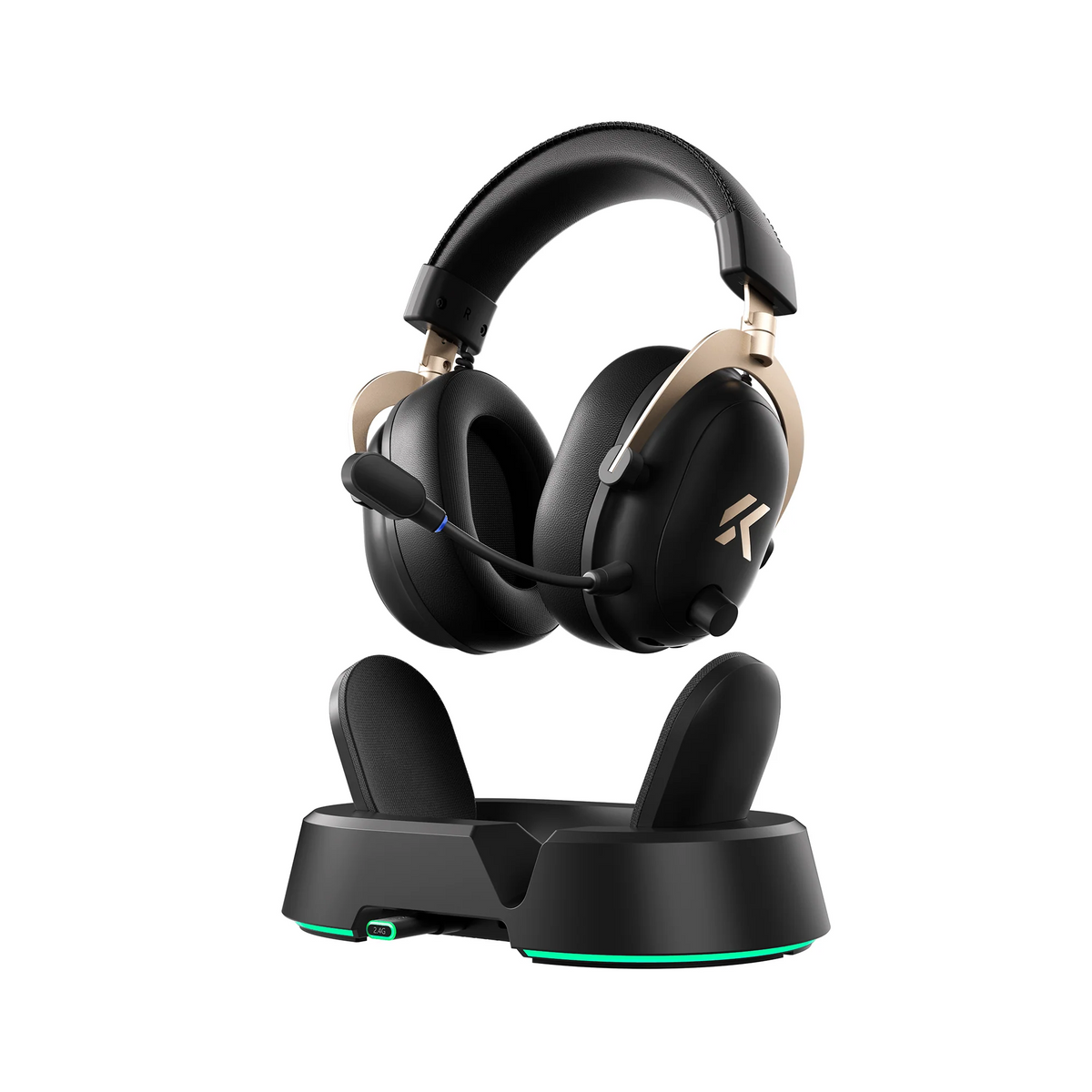 MCHOSE - V9 Turbo+ Wireless Gaming Headset with Magnetic Charging Dock Black Gold