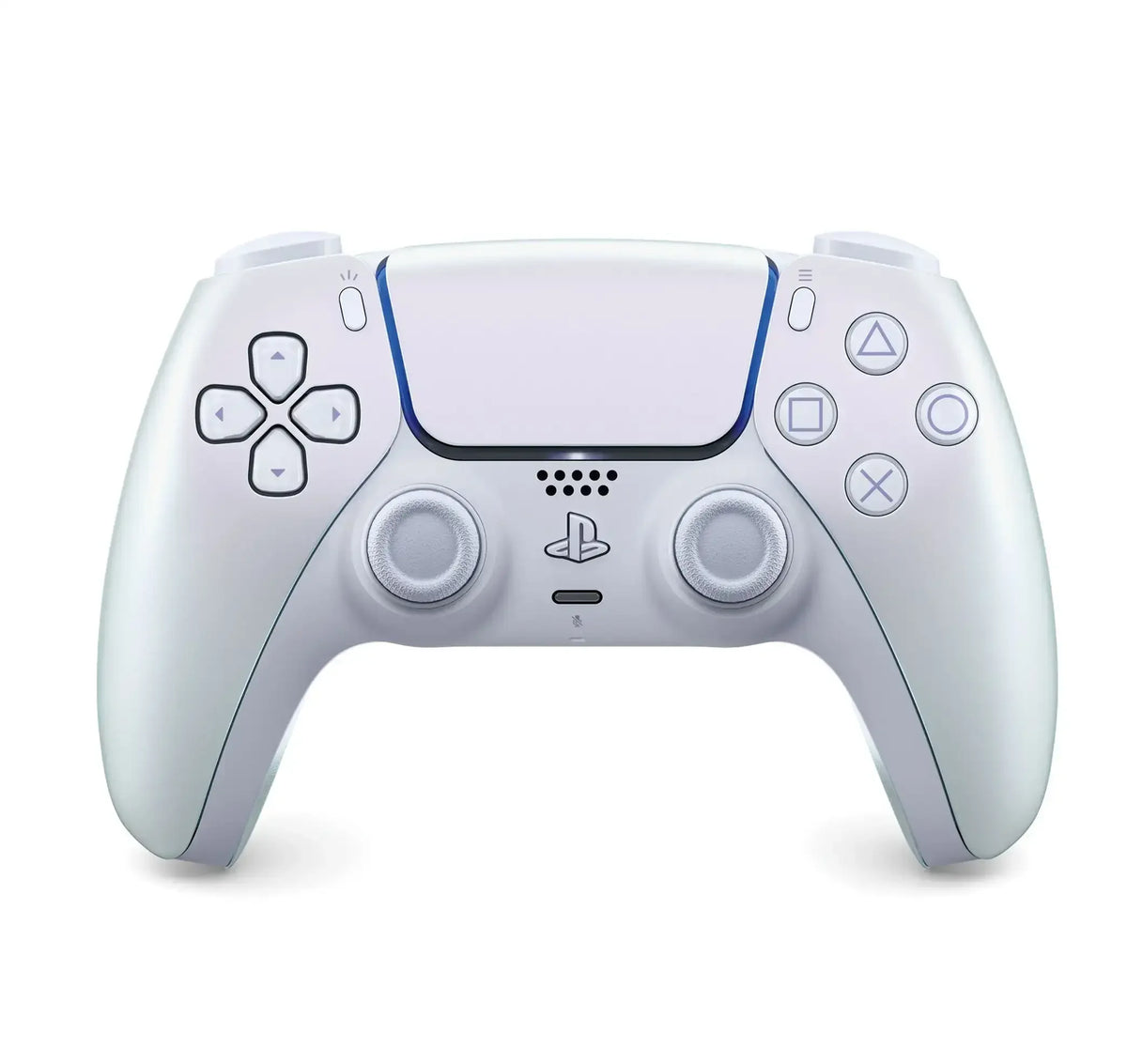 Biały bezprzewodowy pad do PlayStation 5 z klasycznymi przyciskami i analogowymi dżojstikami