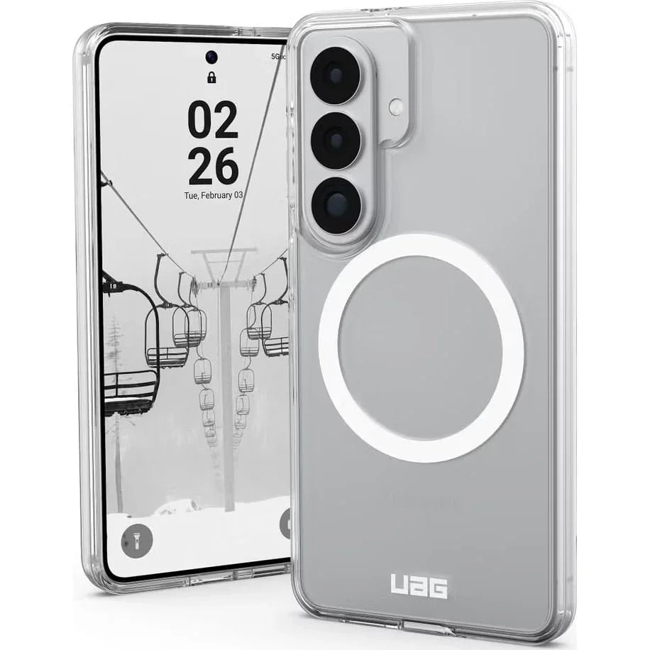 Przezroczyste etui UAG z magnetyczną ładowarką dla smartfona, idealne do Home Office