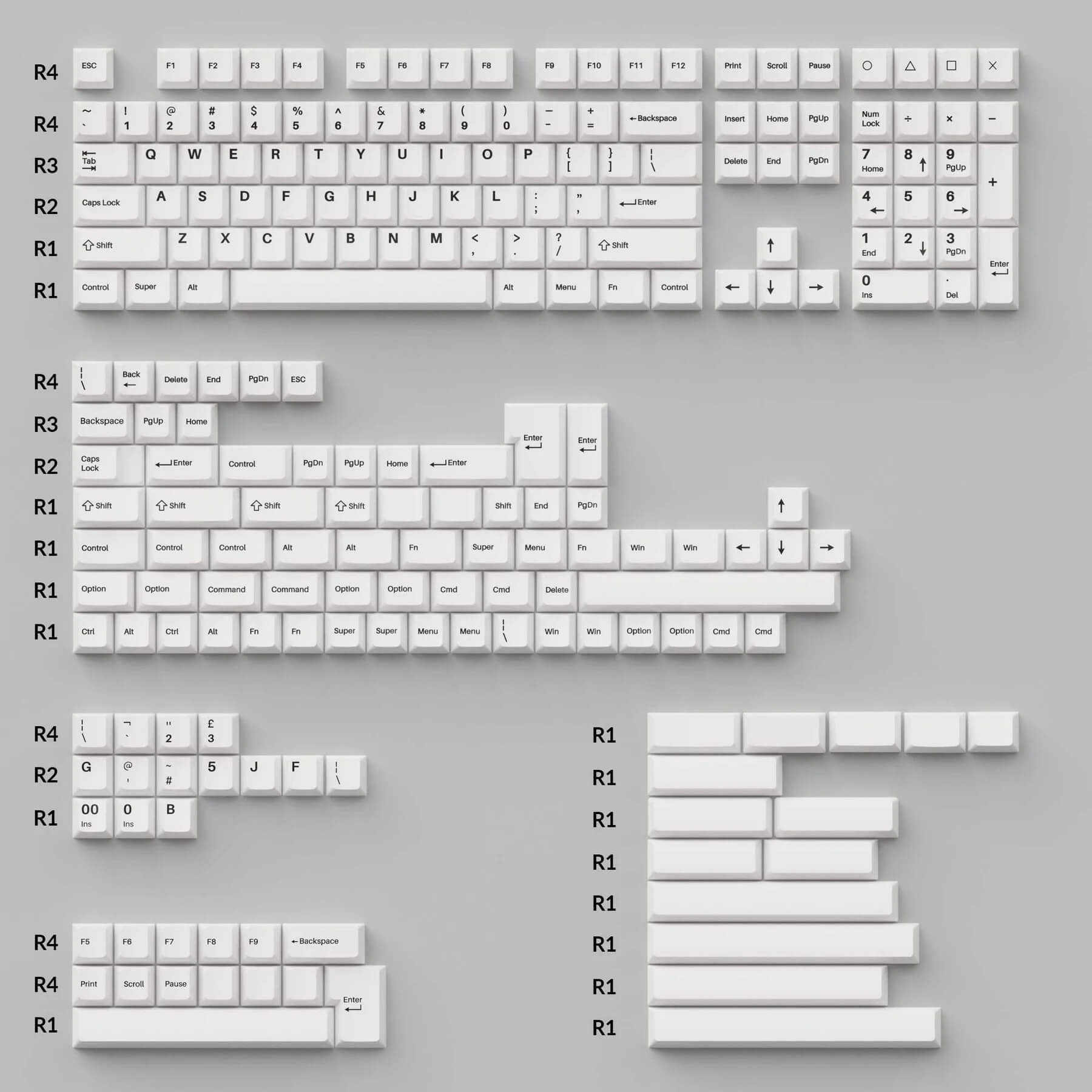 Keychron - Cherry Profile Double - Shot PBT Full Set Keycaps - Black on White - Bow